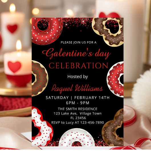 Galentine's Day Party Donuts Invitation 招待状