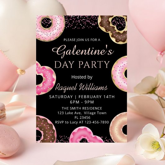 Galentine's Day Party Donuts Invitation 招待状
