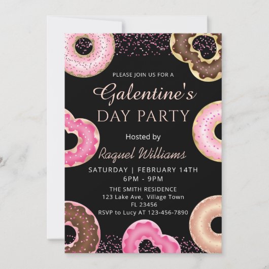 Galentine's Day Party Donuts Invitation 招待状 (正面)