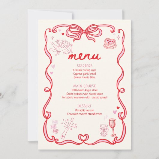 Galentine's Day Party Menu Card 招待状 (正面)