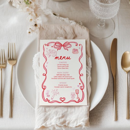 Galentine's Day Party Menu Card 招待状