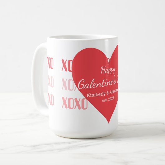 Galentine's Day Personalized Pink and Red コーヒーマグカップ (正面左)