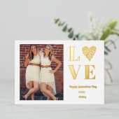 Galentines Day Photo BFF Loveハート 箔招待状 (立ち正面)