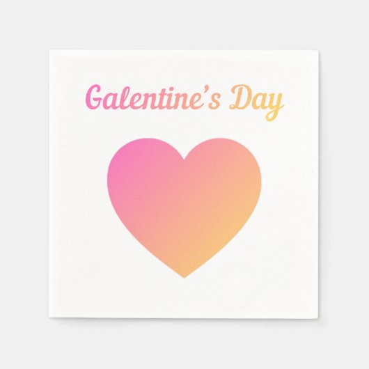 Galentines Day Pink Ombre Heart Party スタンダードカクテルナプキン (正面)