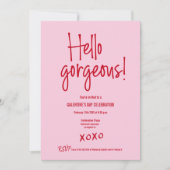 Galentine's Day PINK RED Hello gorgeous XOXO 招待状 (正面)