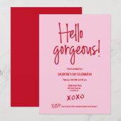 Galentine's Day PINK RED Hello gorgeous XOXO 招待状 (正面/裏面)