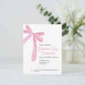 Galentine's day Pink Ribbon Bow Girly modern 招待状 (スタンド正面)