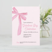 Galentine's day Pink Ribbon Bow Girly modern 招待状 (スタンド正面)