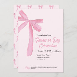 Galentine's day Pink Ribbon Bow Girly modern 招待状