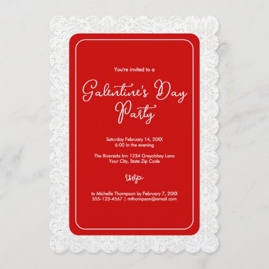 Galentine's Day Red Party 招待状 (正面)