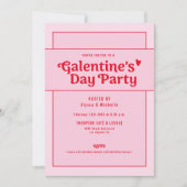 Galentine's Day Red Pink Party Trendy Cool 招待状 (正面)