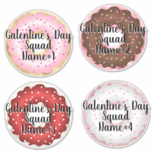 Galentine's Day Squad名前を追加モノグラムスタンプ シール