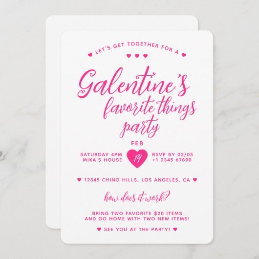 Galentine's Favorite Things Party 招待状 (正面/裏面)