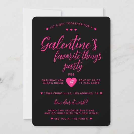 Galentine's Favorite Things Valentine's Party 招待状 (正面)