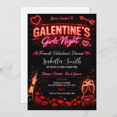 Galentine's Girls Night‚Friends Valentine’s Dinner 招待状 (正面/裏面)