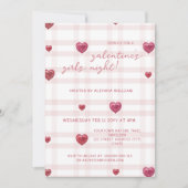 Galentines Girls Night Party Minimal Heart Pink  招待状 (正面)