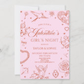 Galentine's Girl's Night Valentine's Day Party 招待状 (正面)