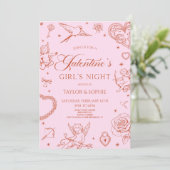 Galentine's Girl's Night Valentine's Day Party 招待状 (スタンド正面)