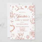 Galentine's Girl's Night Valentine's Day Party 招待状 (正面)