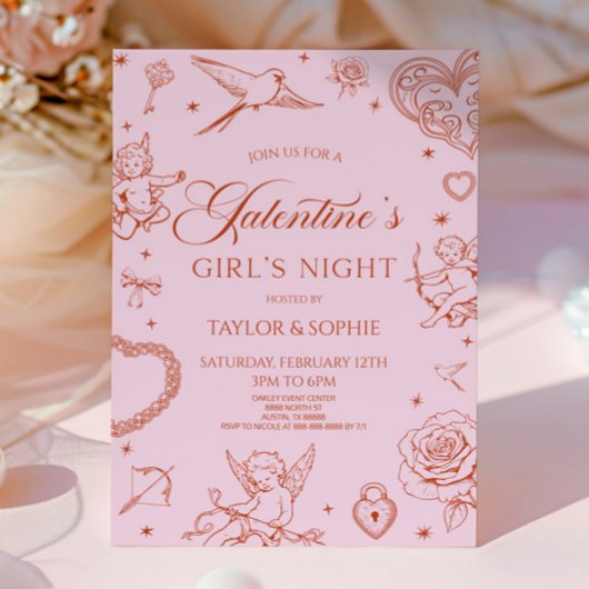 Galentine's Girl's Night Valentine's Day Party 招待状