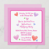 Galentine's Mahjong Party Watercolor Hearts Sq (正面/裏面)