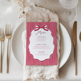 Galentine's Party Cherry Bow Frame Menu Card 招待状