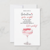 Galentines Party Invitation | Pink Cocktail 出欠カード (正面)