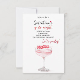 Galentines Party Invitation | Pink Cocktail 出欠カード
