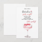 Galentines Party Invitation | Pink Cocktail 出欠カード (正面/裏面)