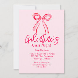 Galentine's Pink Red Hand Drawn Girls Night Party 招待状