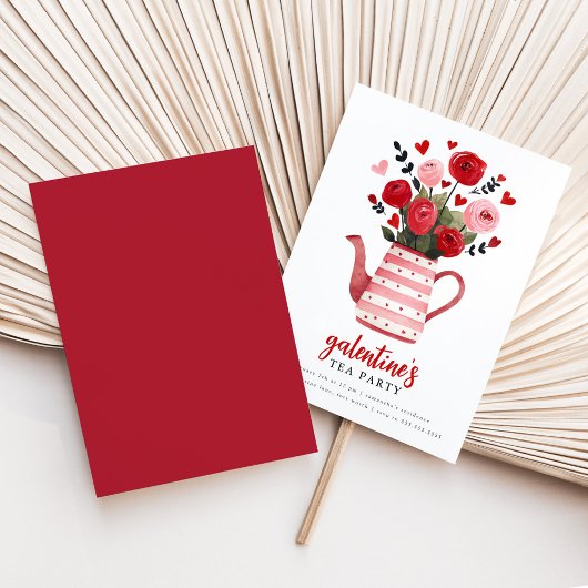 Galentine's Tea Party Teapot Floral  招待状