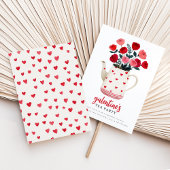 Galentine's Tea Party Teapot Floral  Invitation 招待状