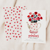 Galentine's Tea Party Teapot Floral  Invitation 招待状