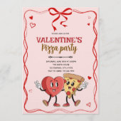 Galentines valentine retro pizza invitation 招待状 (正面)