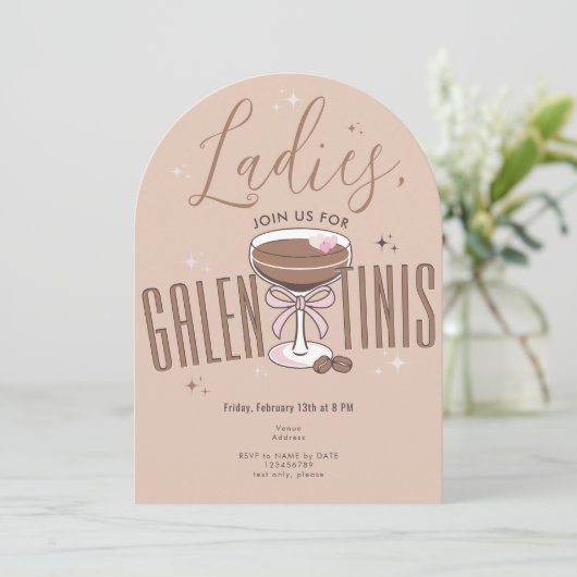 Galentini Martini Mocha Mousse Galentine DayParty 招待状 (スタンド正面)