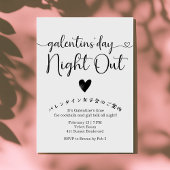 Galentin's Day Night Out Black and White Modern 招待状