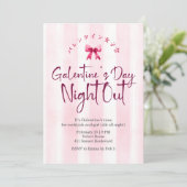 Galentin's Day Night Out Coquette Pink Stripe Cute 招待状 (スタンド正面)