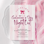 Galentin's Day Night Out Coquette Pink Stripe Cute 招待状