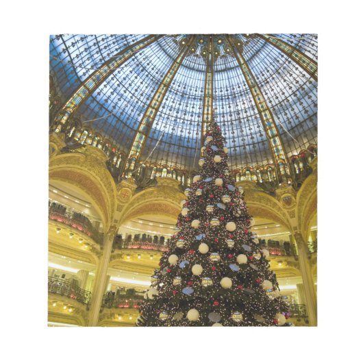 Galeries La Fayette at Christmas，パリ，フランス ノートパッド (正面)