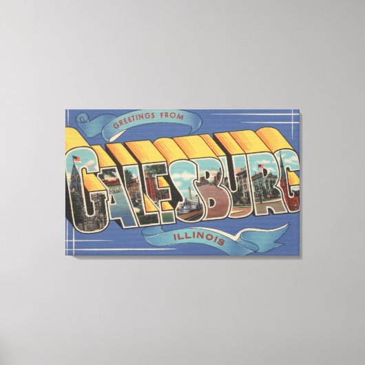Galesburg，イリノイ – ラージレターのシーン キャンバスプリント (正面)