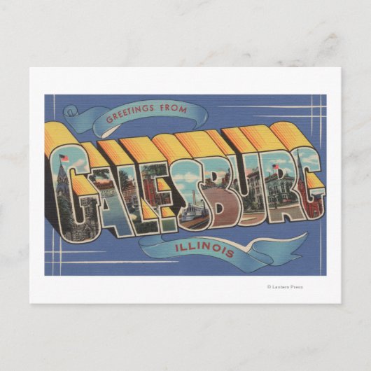 Galesburg，イリノイ – ラージレターシーン2 ポストカード (正面)
