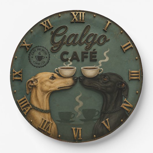 Galgo Café Greyhound Coffee Lovers ペーパープレート (正面)
