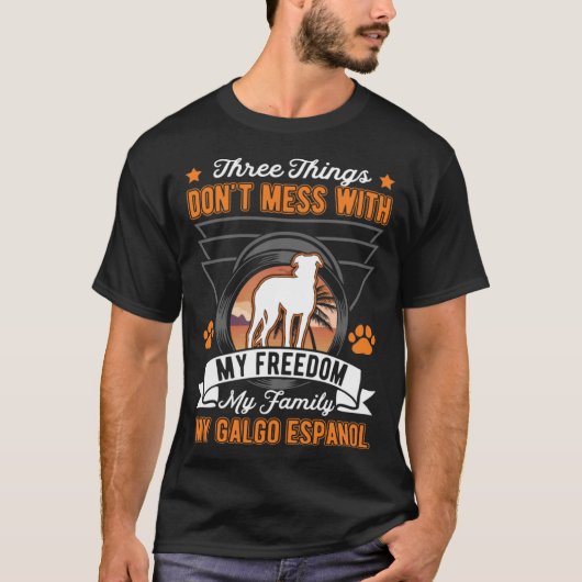 Galgo Espanol Freedom Family Spanish Greyhound Gal Tシャツ (正面)