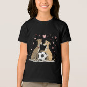 Galgos with soccer ball for Valentine's Day トライブレンドＴシャツ (正面)