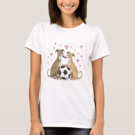 Galgos with soccer ball for Valentine's Day Tシャツ