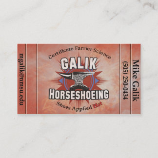 Galik Horseshoeing 予約カード