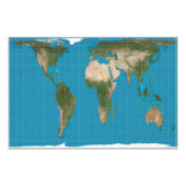 Gall Peters Projection World Map 60x40インチ フォトプリント (正面)