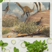 Gallimimusの恐竜- 3Dは描写します キッチンタオル (折り畳み)