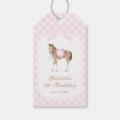 Gallop on Over Girls Pink Horse Birthday ギフトタグ (正面)