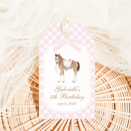 Gallop on Over Girls Pink Horse Birthday ギフトタグ